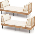 Tangkula Patio Rattan Daybed Set of 2, Boho Outdoor Wicker Lounge Sofa by TANGKULA