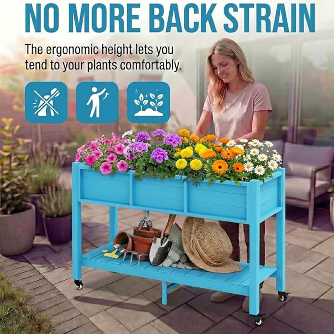 YITAHOME Raised Garden Bed HDPE, Aruba Blue - Image 6