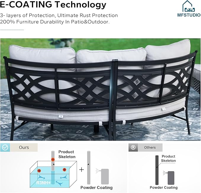 MFSTUDIO Patio Furniture Set, 8 Seats Half-Moon Curved Outdoor Sectional Sofa - Image 4