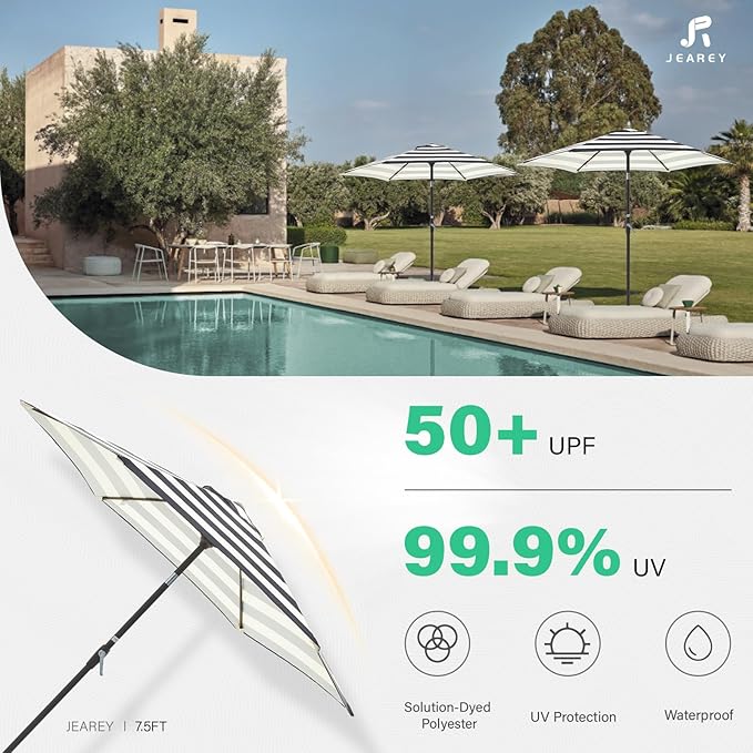 JEAREY 7.5FT Patio Umbrella Outdoor Market Umbrella - Image 5