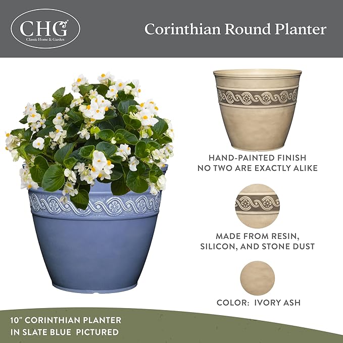 Classic Home and Garden Corinthian Resin Planter Pot - Image 2