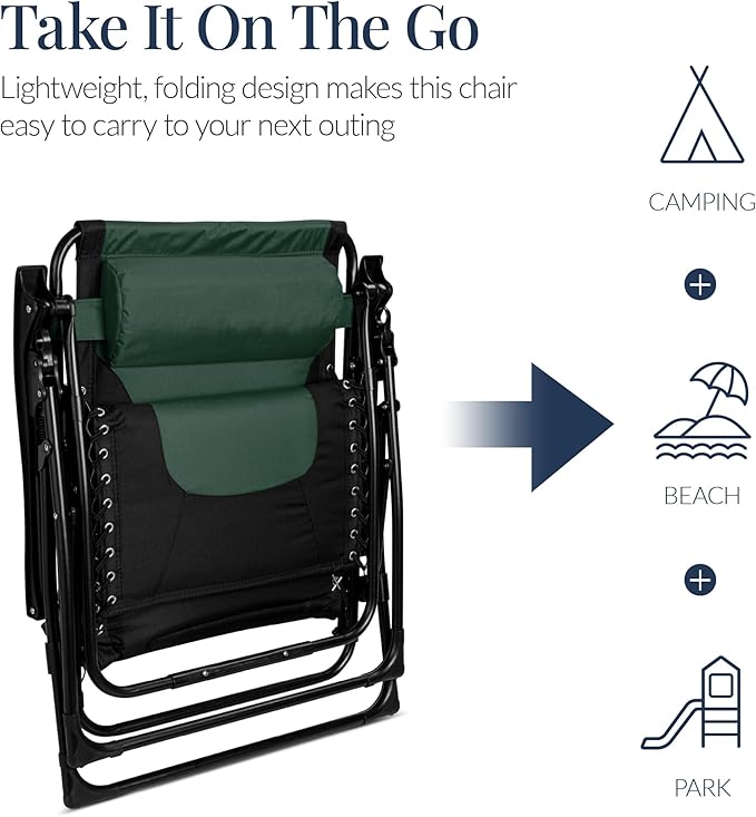 Best Choice Products Oversized Padded Zero Gravity Chair, Folding Outdoor Patio - Image 7