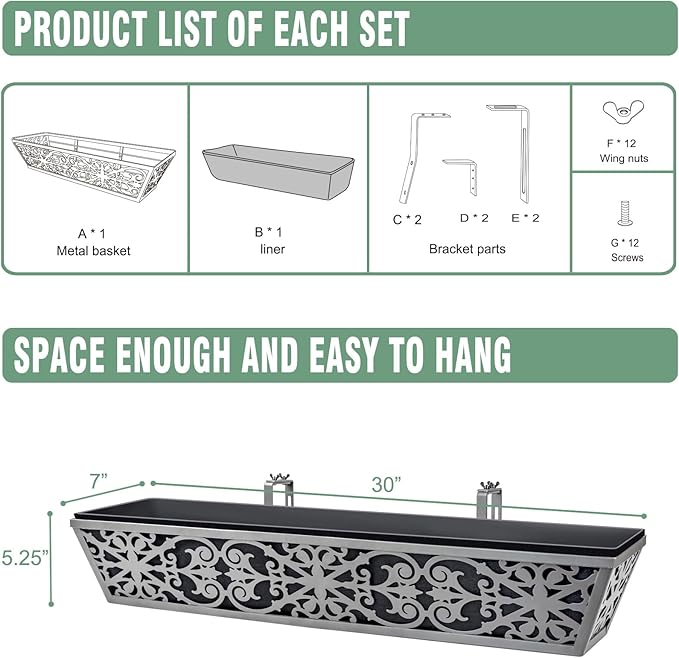 6 Pack 30 Inch Window Boxes Planter - Image 7