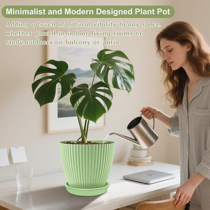 SupKing Plant Pots with Drainage Saucers 7.5/6.7/6/5/4/3.5 Inch Set of 6 - Image 7