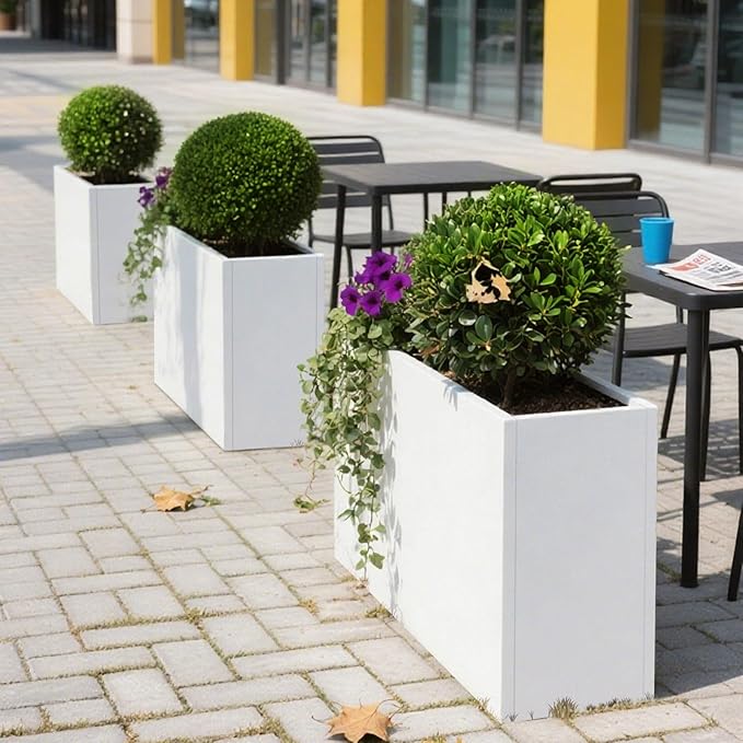 White Metal Planter Box 30" x 12" x 24" - Image 3
