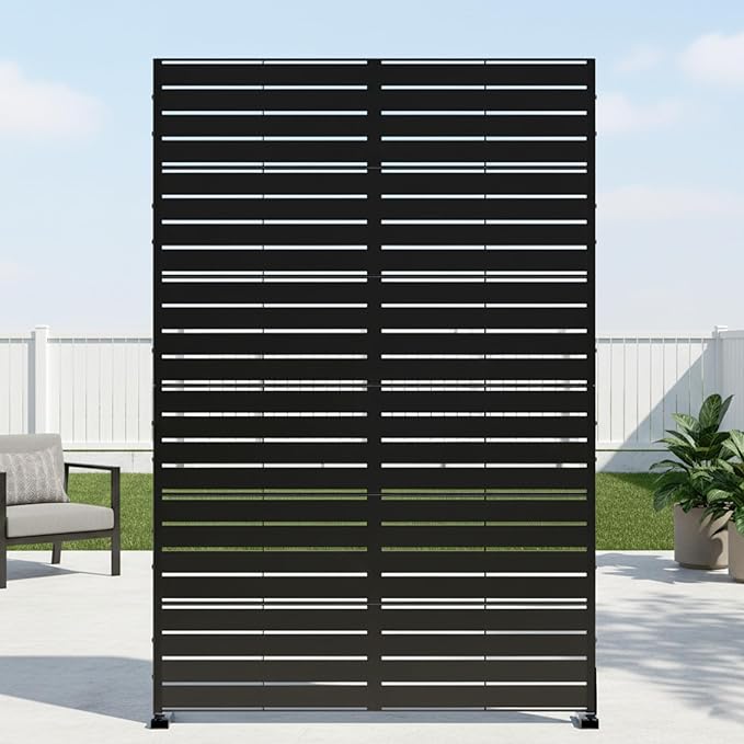 Casaphoria Metal Privacy Screen Outdoor, Louvered Black by Casaphoria
