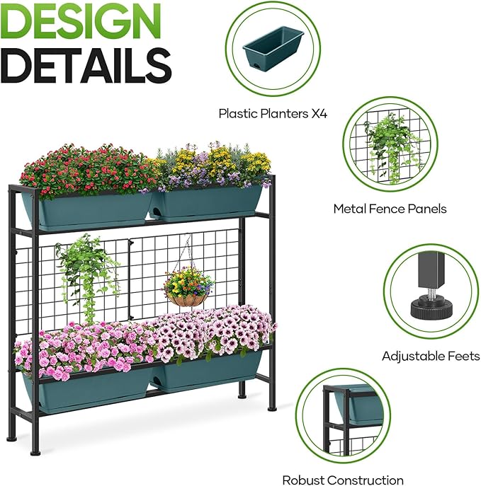 CADUKE Raised Planter Box with Legs, Raised Garden Bed with Drainage Holes & - Image 3