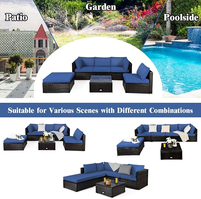 Tangkula 6 Piece Patio Furniture Set, Outdoor Deck Lawn Backyard Durable Steel - Image 6
