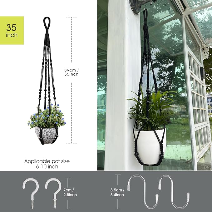 RIFNY Macrame Plant Hanger for 5 to 10 Inch Plant Pots, 35 Inch Woven Rope - Image 3