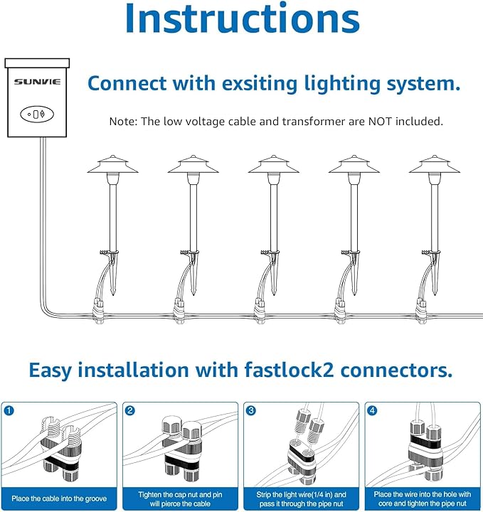 SUNVIE 3W Low Voltage Pathway Lights Wired Landscape Path Lights Outdoor Low - Image 6
