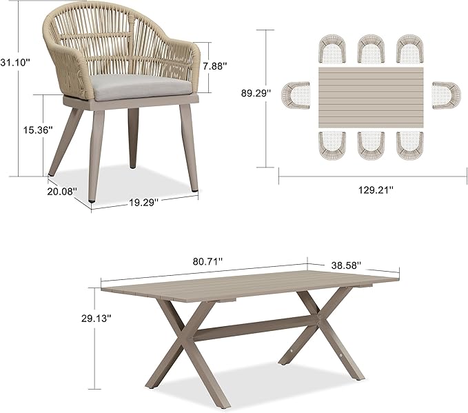 PURPLE LEAF 9 Pieces Outdoor Dining Set - Image 9