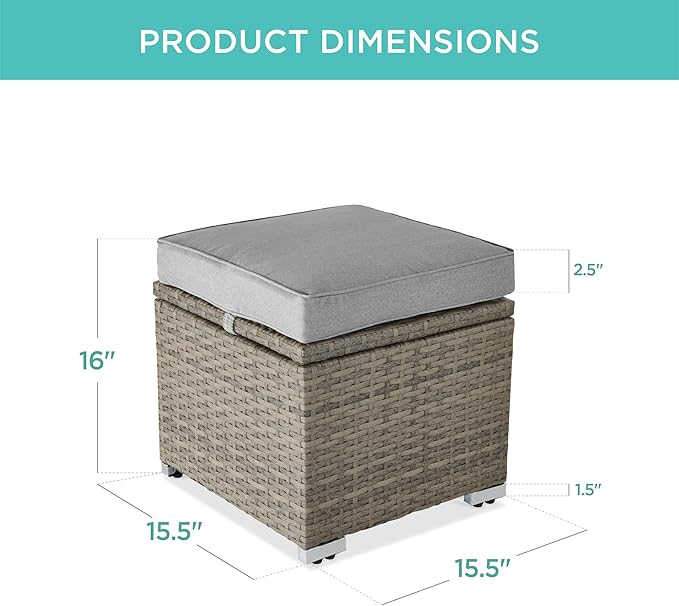 Best Choice Products Set of 2 Wicker Ottomans, Additional Seating, Side Table - Image 2