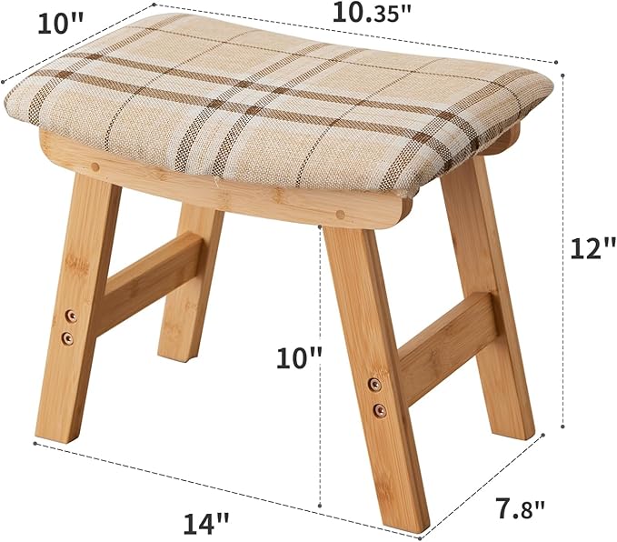 Foot Stool, Bamboo Small Sofa Foot Rest Under Desk, Extra Seating - Image 2
