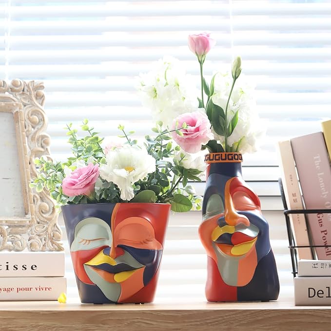 GUGUGO Abstract Rainbow Head Planter, Graffiti Face Planters Pots - Image 3