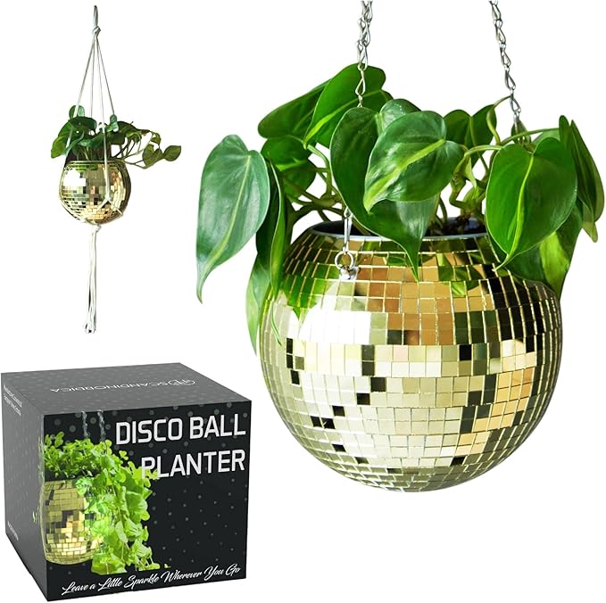 SCANDINORDICA Disco Ball Planter – Disco Ball Plant Hanger, Mirror Disco Planter by SCANDINORDICA