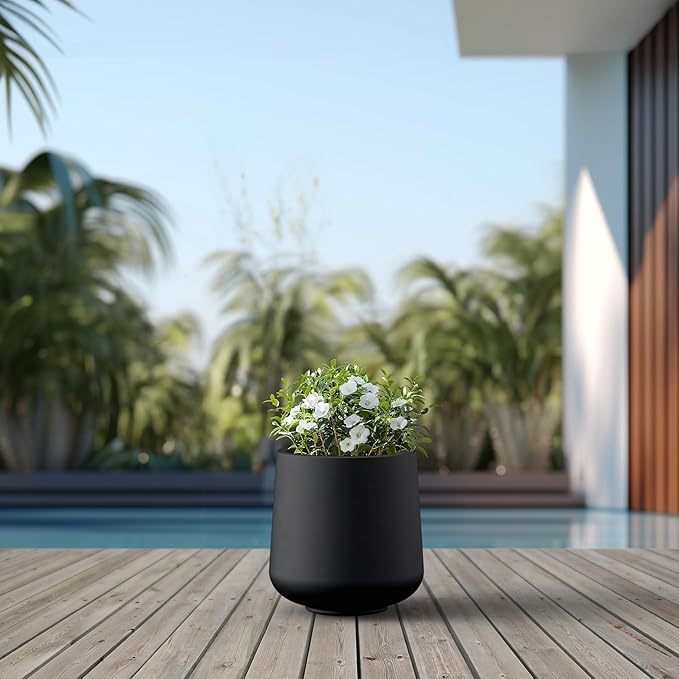 Kante 11.6" Dia Round Concrete Planter, Outdoor Indoor Large Plant Pots - Image 5
