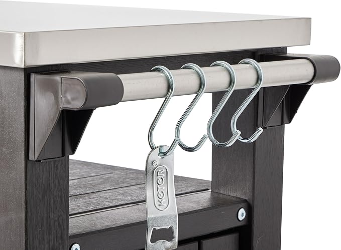 Keter Outdoor Grill Prep Table & Serving Cart, Stainless Steel Top, 40 Gal - Image 8