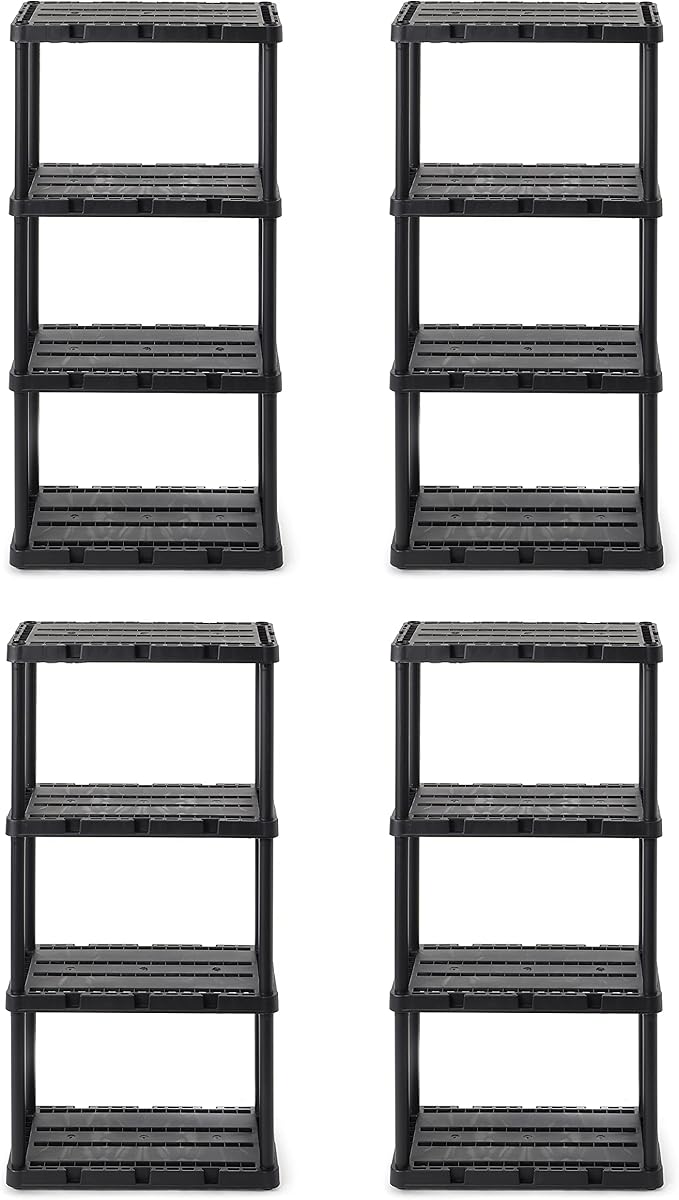 Gracious Living 4 Pack Light Duty Storage Shelves, Knect-A-Shelf 4-Shelf by GraciousLiving