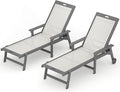 LUE BONA Chaise Lounge Chair Outdoor Set of 2, HDPS and HDPE Wicker Chaise by LUEBONA