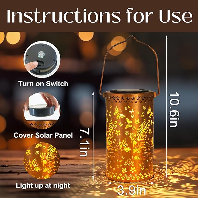 Solar Lanterns Outdoor Hanging Lantern Lights, Fairy Metal Decor - Image 4