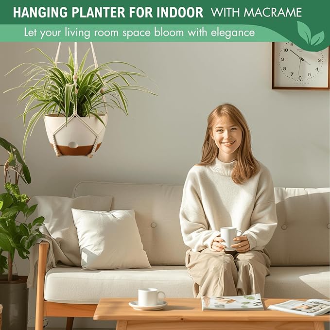 10 Inch Hanging Planters for Indoor Plants, Outdoor Hanging Plant Pot - Image 2