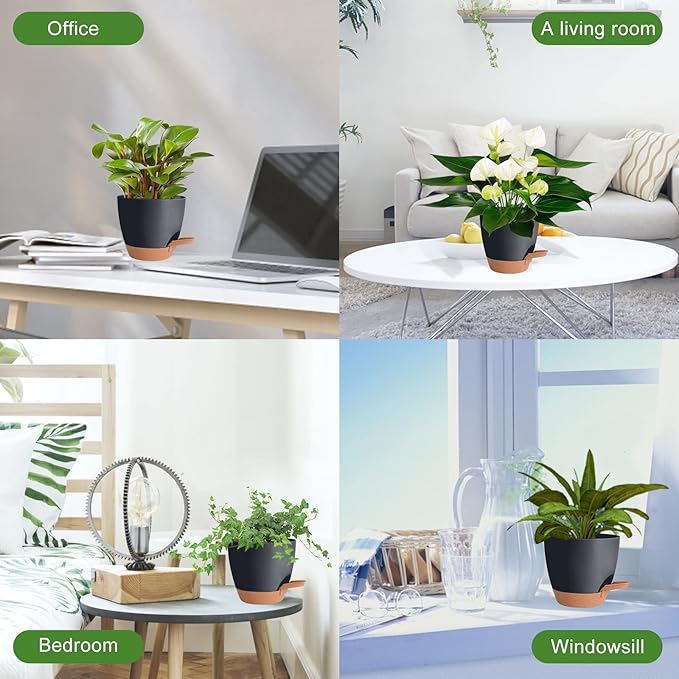 Planters for Indoor Plants, 8/7/6.5/6/5.5/5 Inch Self Watering Plant Planters - Image 7