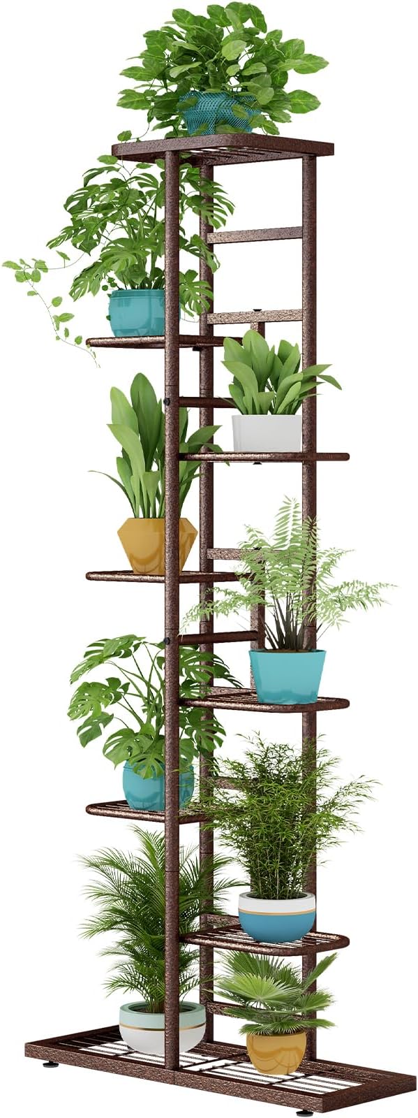 LINZINAR Plant Stand Indoor Outdoor Metal 8 Tier 9 Potted Multiple Flower Pot by LINZINAR