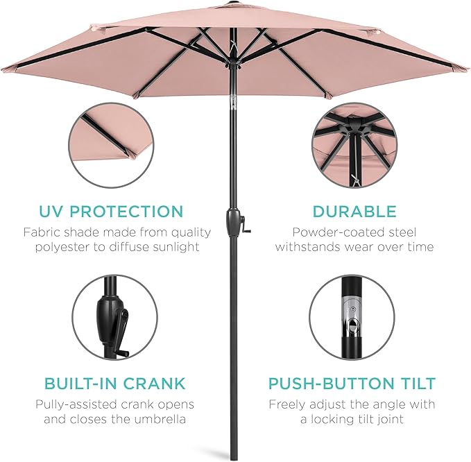 Best Choice Products 7.5ft Heavy-Duty Round Outdoor Market Table Patio Umbrella - Image 5