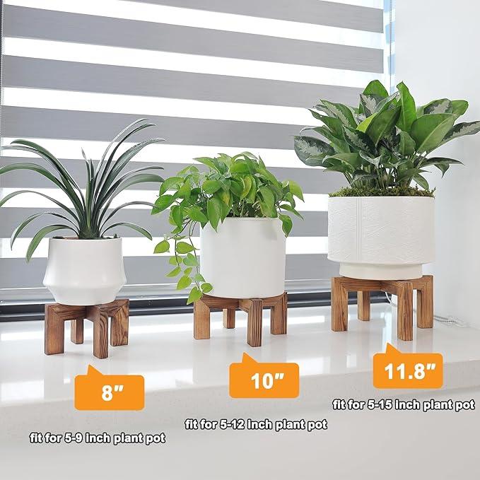 Plant Stand, Indoor/Outdoor Wood Plant Holder, Single Flower Pot Stand - Image 2
