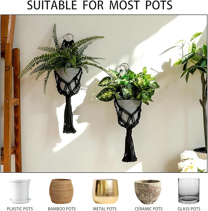 Artilady 2 Pack Black Macrame Plant Hanger Indoor - Image 2