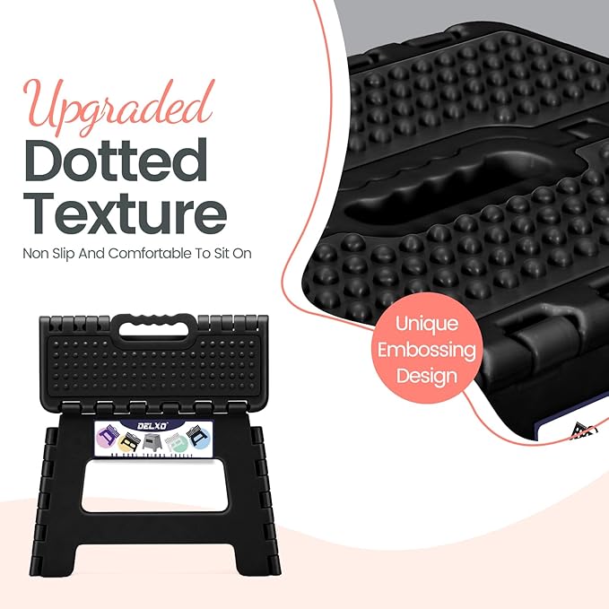 Delxo Folding Step Stool 9 Inch Non-Slip Foldable Stools - Image 3