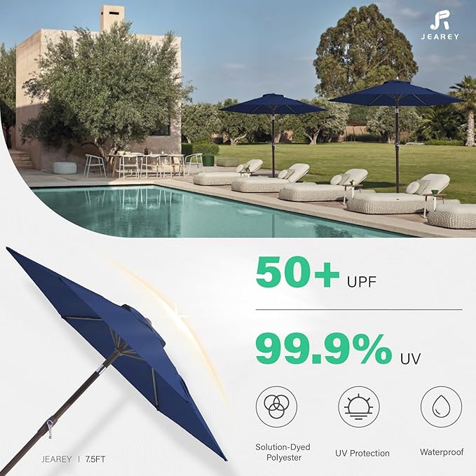 JEAREY 7.5FT Patio Umbrella Outdoor Table Umbrella - Image 3