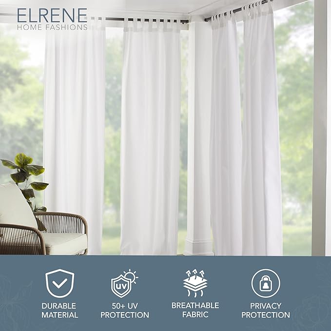 Elrene Home Fashions Matine Weatherproof Tab-Top Indoor/Outdoor Solid Color - Image 2