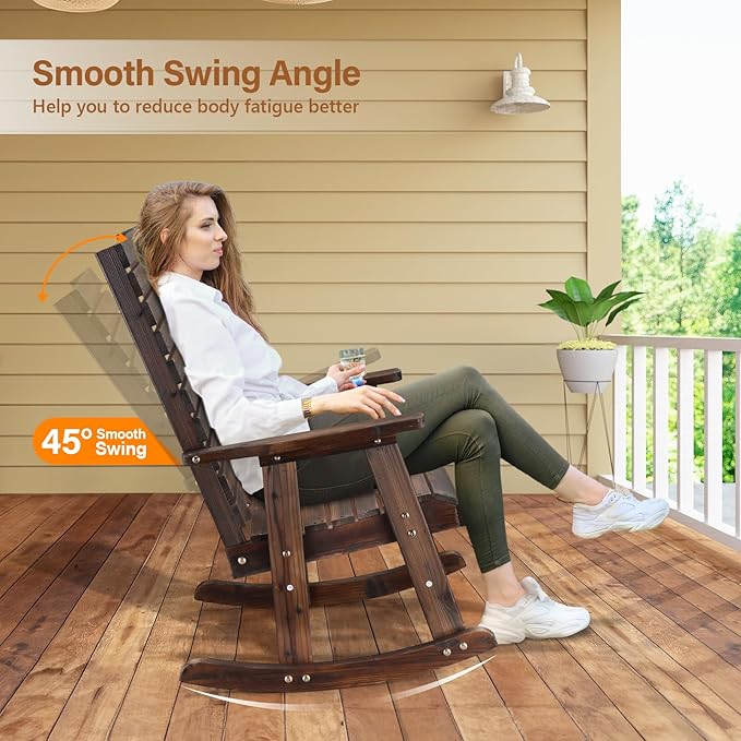 VINGLI Wooden Rocking Chair - Image 4