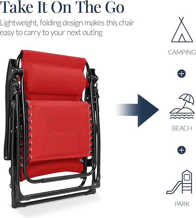 Best Choice Products Oversized Padded Zero Gravity Chair, Folding Outdoor Patio - Image 5