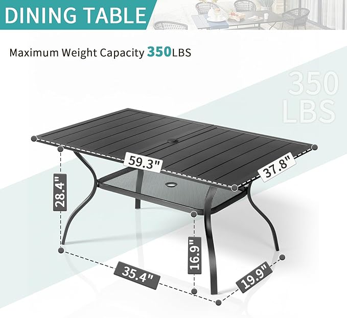 VINGLI 59" Rectangle Patio Table - Image 3