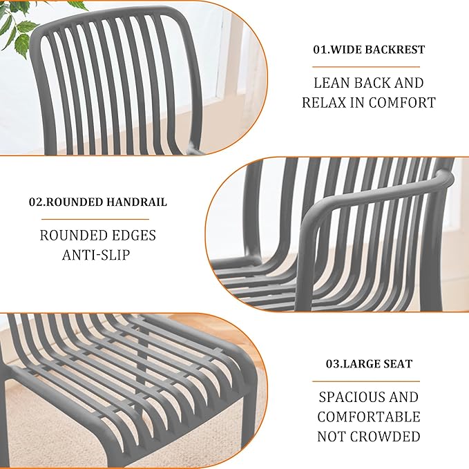 Patio Dining Chairs Set of 4, All-Weather Outdoor and Indoor Stackable Chairs - Image 4