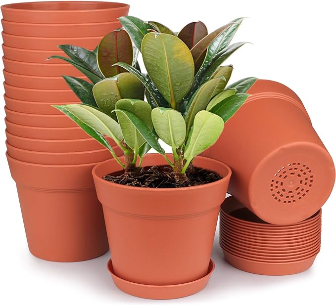 homenote Pots for Plants, 15 Pack 6 Inch Plastic Planters by HOMENOTE
