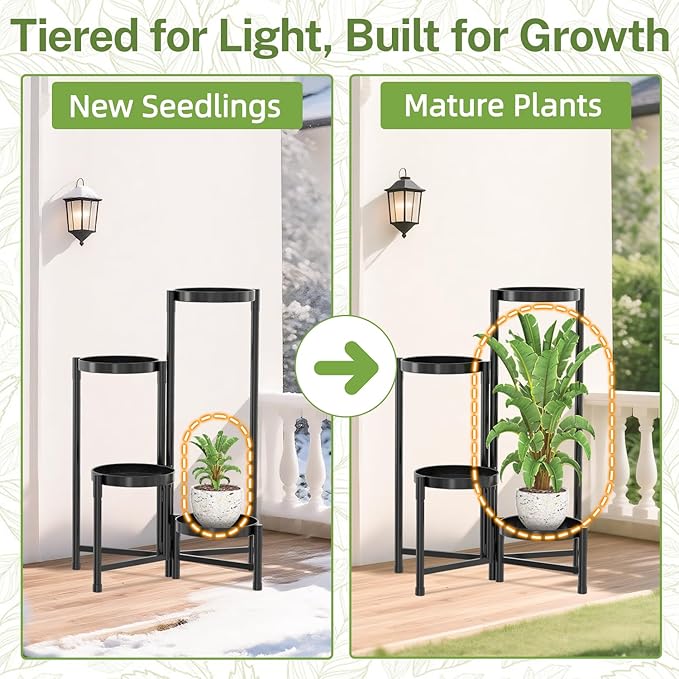 iDavosic.ly Plant Stand Indoor Outdoor, 4 Tier Corner Metal Flower Display - Image 7
