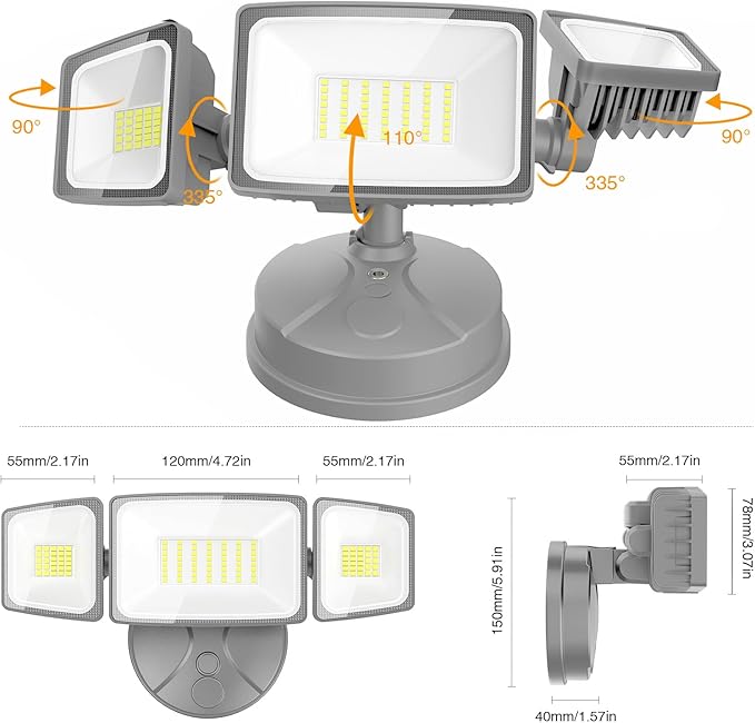 Onforu 75W LED Security Light, 7000LM Brightness Outdoor Flood Light Fixture - Image 9