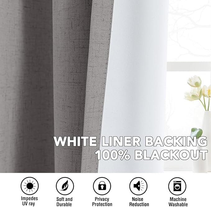 H.VERSAILTEX Linen Curtains 100% Blackout Curtains - Image 6