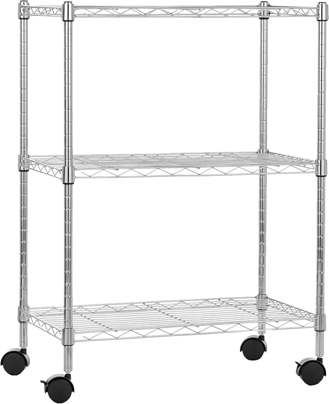Amazon Basics 3-Shelf Heavy Duty Adjustable Wire Shelving Storage Rack on 2" PP by AmazonBasics