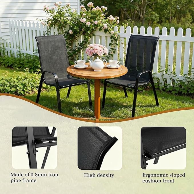 MAMIZO Patio Dining Chairs, Stackable All Weather Teslin Chair, Heavy Duty - Image 5