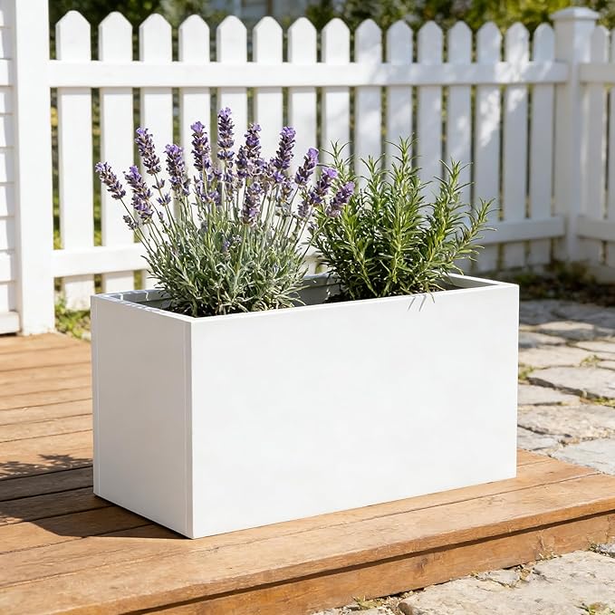 Metal Rectangular Planter Galvanized Steel Rectangle Planter White Planters Box - Image 6