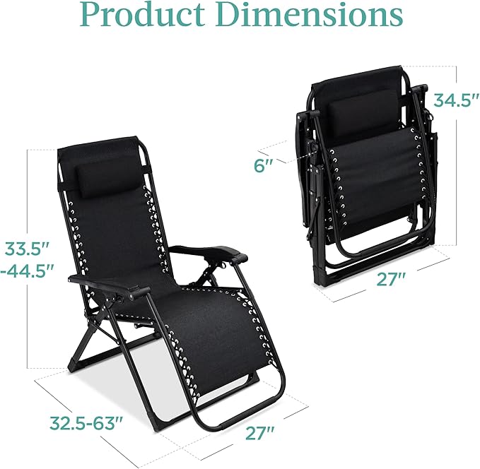 Best Choice Products Oversized Zero Gravity Chair, Folding Outdoor Patio - Image 3