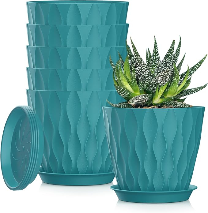 5 Inch Planter Pots, 6 Pack Indoor Planters, Small Flower Pots by SQKH