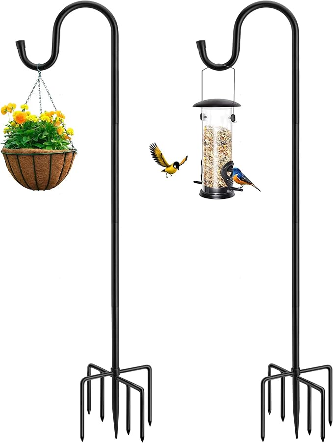 60" Shephards Hook for Outdoor, Heavy Duty Bird Feeder Pole by Anideer