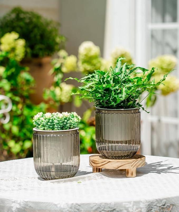 Melphoe Self Watering Pots for Indoor Plants Planter, 4.7 Inch 2 Pack Planters - Image 2