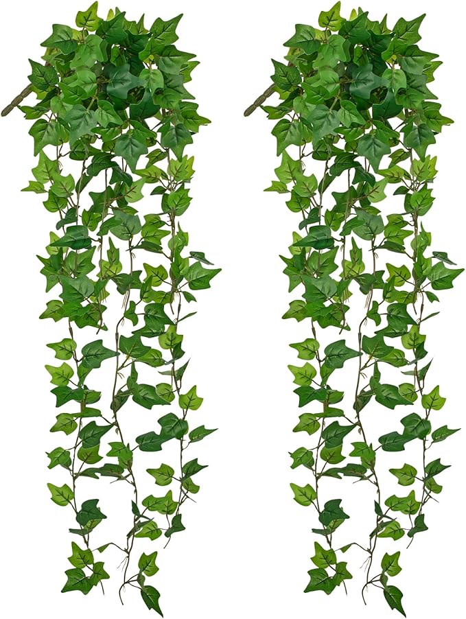 Hollyone 2pcs Artificial Hanging Plants 31" Fake Ivy Vine Faux Ivy Leaves by Hollyone