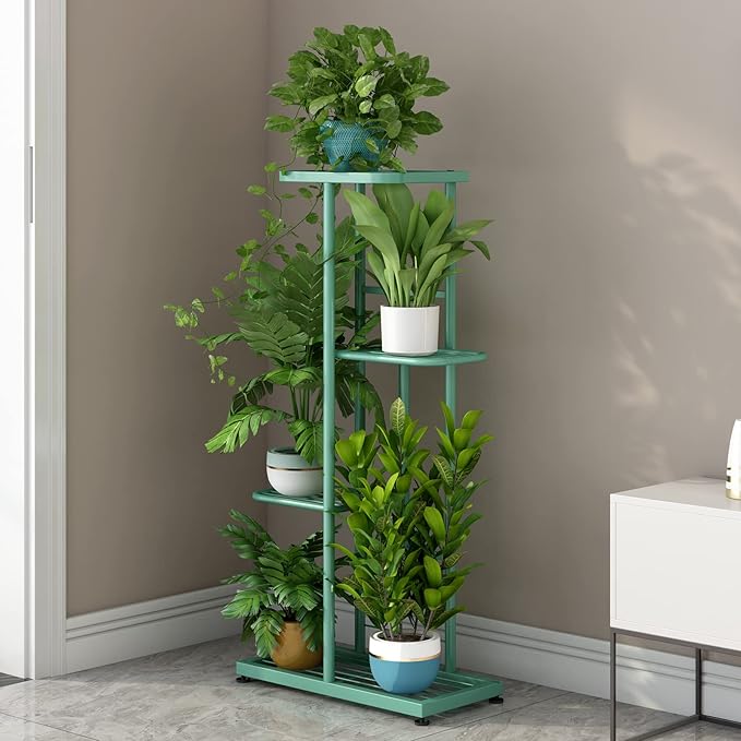 LINZINAR Metal 4 Tier 5 Potted Indoor Outdoor Plant Stand Shelf Planter Display - Image 3